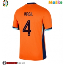 Moške Nogometnih dresov Nizozemska Virgil van Dijk #4 Domači EP 2024 Kratki rokavi